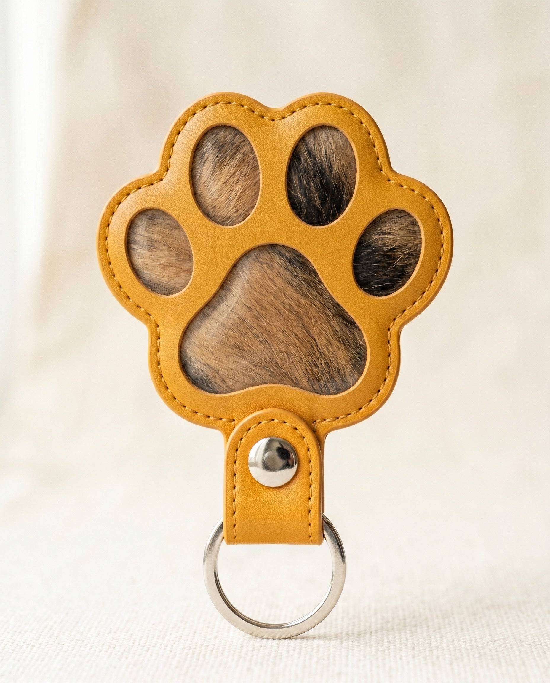 The Pawch in Marigold — handcrafted paw keepsake keychain